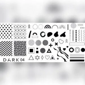 Blaszka do stemplowania DARK 04 – wzory geometryczne i serduszka