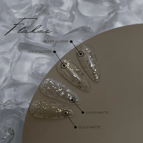 Top HEYLOVE Gold Flakes Glossy, 15ml 2 Top HEYLOVE Gold Flakes Glossy, 15ml - obrazek 2