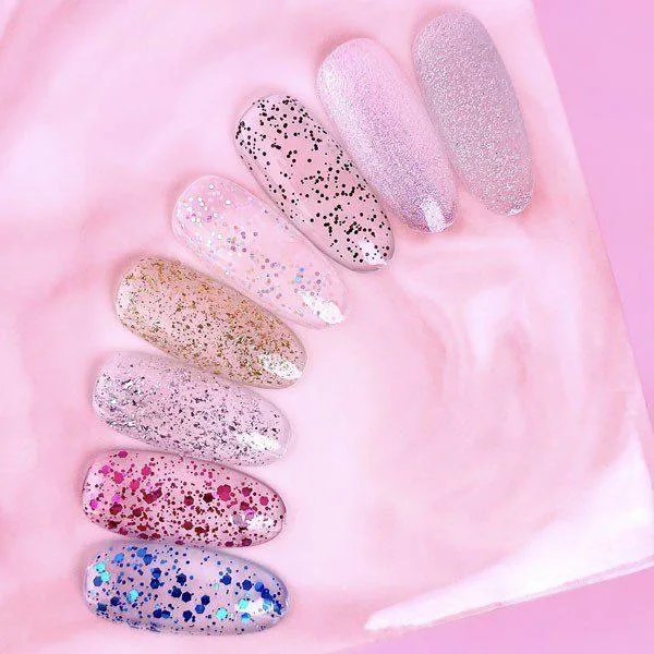 Top hybrydowy LUNA Pink z różowymi drobinkami, 13ml 3 Top hybrydowy LUNA Pink z różowymi drobinkami, 13ml - obrazek 3