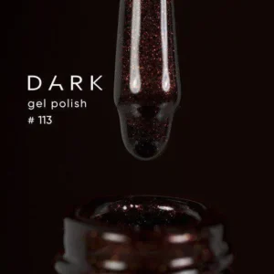 DARK Gel Polish 113 – brokatowy lakier hybrydowy ciemnobrązowy 10 ml