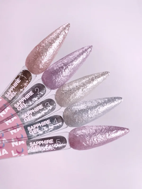 LUNAmoon Sapphire Gel 02 – perłowy żel do zdobień paznokci liliowy 5 ml 2 Lunamoon Sapphire Gel