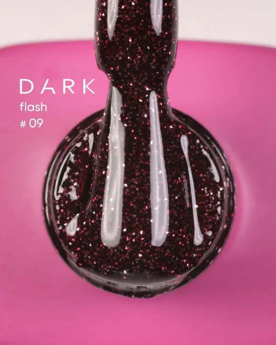 Dark Gel Polish 09 Flash – Lakier hybrydowy brokatowy 10 ml 1 Lakier Odbijający Światło Dark Gel Polish Flash 09