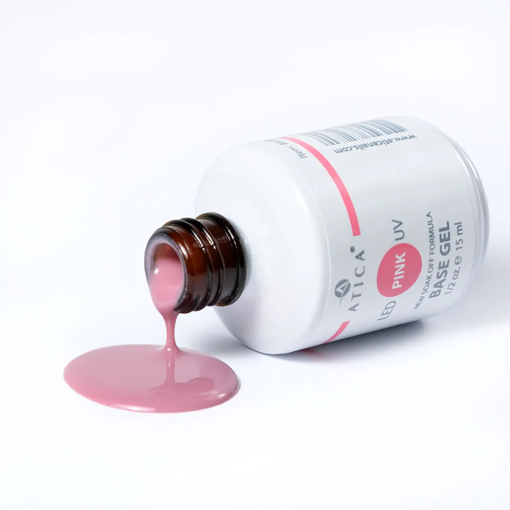 Atica Base Gel Pink (soak off) 15ml - baza kauczukowa różowa - obrazek 2