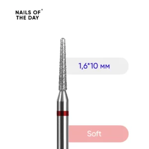 Frez diamentowy NAILSOFTHEDAY - stożek czerwony 1,6 x 10 mm