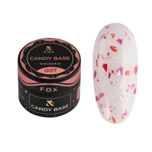 F.O.X Candy Base 007, 10 ml – kolorowa baza z dodatkiem folii i brokatu