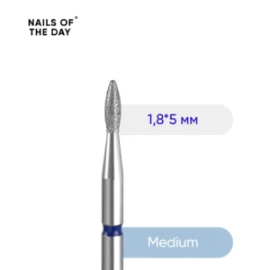 Frez diamentowy NAILSOFTHEDAY do skórek - Łezka niebieska 1,8x5 mm