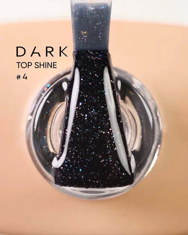 Top Dark Shine 4, 10 ml 1 Top Dark Shine 4 z drobnym brokatem