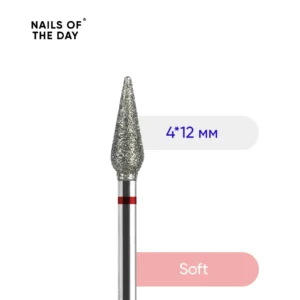 Frez diamentowy NAILSOFTHEDAY - kropla czerwona 4 x 12 mm