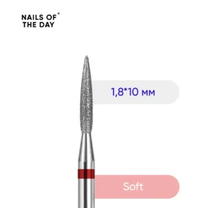 Frez diamentowy NAILSOFTHEDAY - płomyk czerwony 1,8 x 10 mm