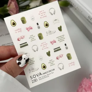 Naklejki Wodne do paznokci awokado, napisy, sport, książki SOVADECOR 230