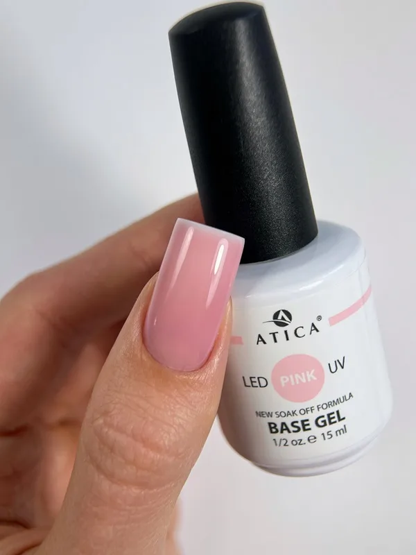 Atica Base Gel Pink (soak off) 15ml - baza kauczukowa różowa - obrazek 3