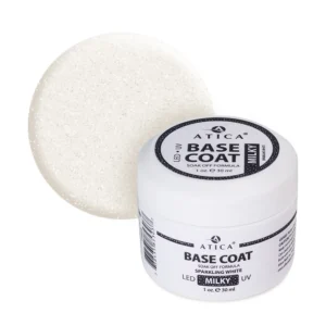 Atica Base Gel Milky Sparkling White, 30ml (mleczna z shimmerem)