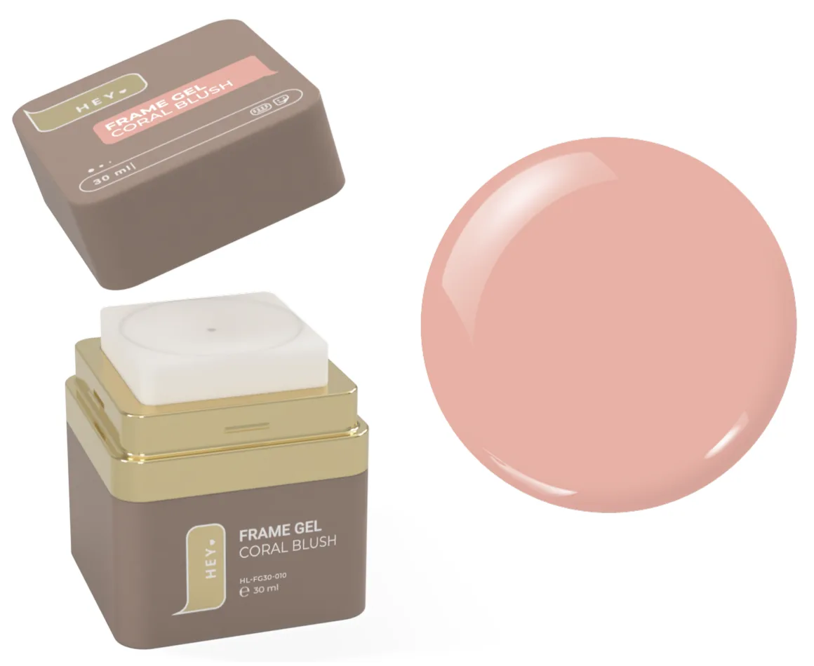 HEYLOVE Frame Gel Coral Blush 30 ml – brzoskwiniowo-beżowy żel budujący 1 HEYLOVE Frame Gel Coral Blush 30 ml – brzoskwiniowo-beżowy żel budujący