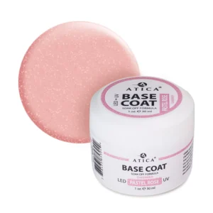 Atica Base Gel Pastel Rose – baza kauczukowa z mikrobrokatem, 30 ml