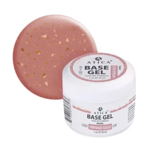 Atica Base Gel Vintage Gold Potal, 30 ml – baza z płatkami złotej potali