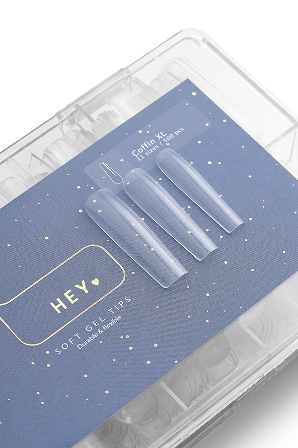 Długie tipsy żelowe HEYLOVE Coffin XL 500 szt