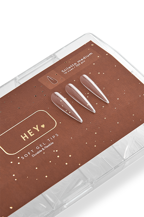 HEYLOVE Stiletto Medium 500 szt – Tipsy żelowe do przedłużania paznokci 1 HEYLOVE Stiletto Medium 500 szt – tipsy żelowe do paznokci stiletto