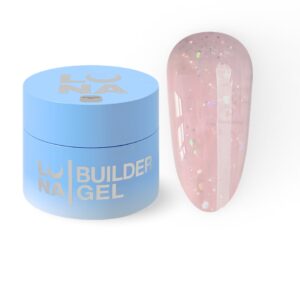 LUNAmoon Diamond Gel 02, 15 ml - żel budujący z brokatem w kolorze brzoskwiniowym