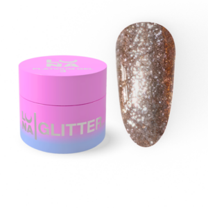 LUNAmoon Platinum Gel 3 – złoty żel brokatowy do zdobień paznokci 5 ml