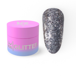 LUNAmoon Platinum Gel 5 – grafitowy żel brokatowy do zdobień paznokci 5 ml