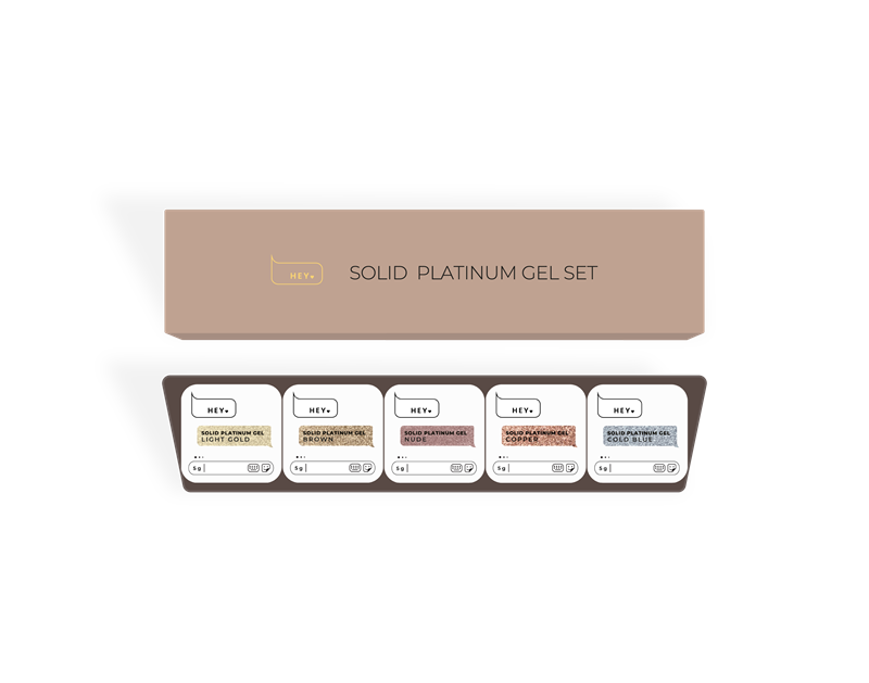 HEYLOVE Solid Platinum Gel Set 2 – zestaw żeli brokatowych do zdobień paznokci 5×5 g 1 HEYLOVE Solid Platinum Gel Set 2 – zestaw żeli brokatowych do zdobień paznokci 5×5 g