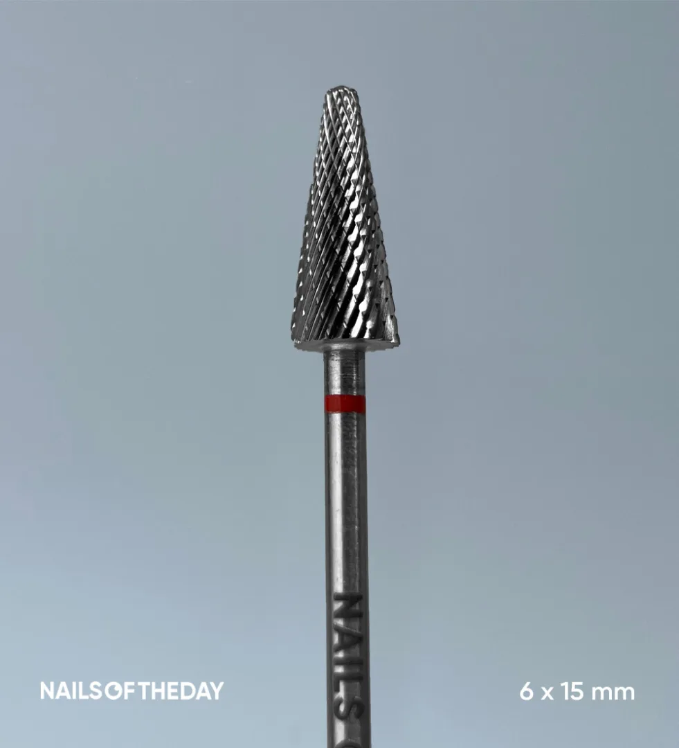 NAILSOFTHEDAY frez karbidowy - stożek czerwony 6x15 mm 2 NAILSOFTHEDAY frez karbidowy