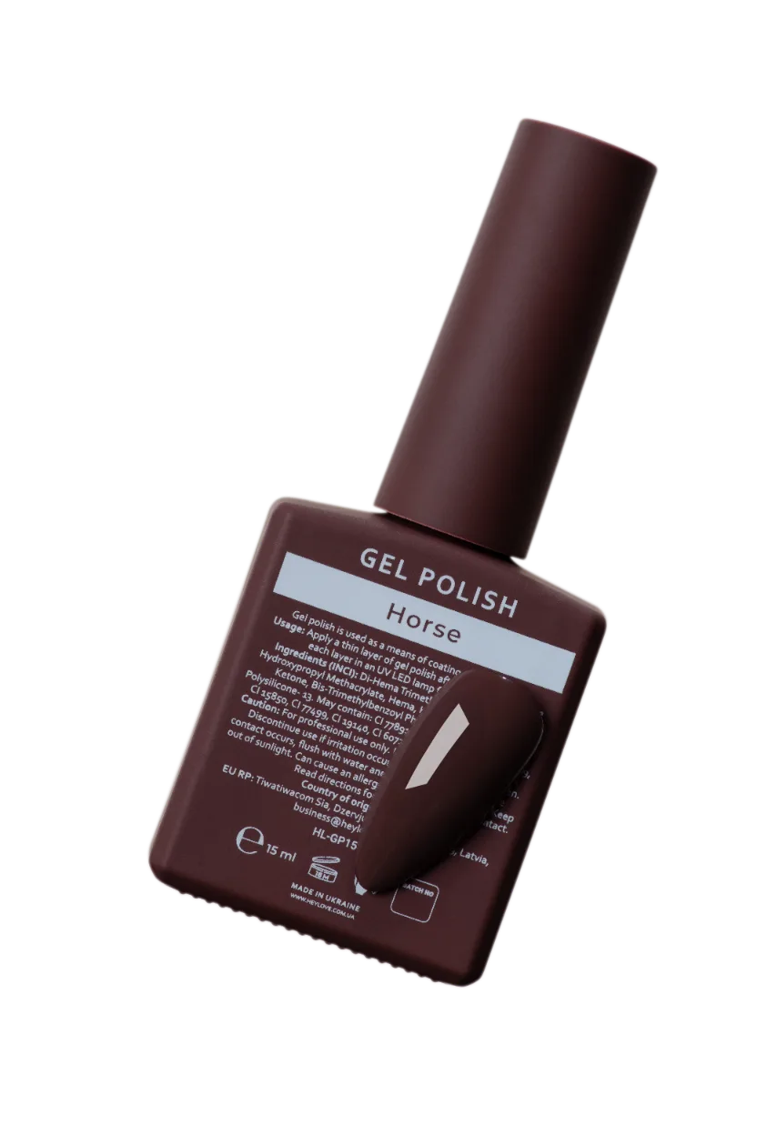 HEYLOVE Gel Polish Horse 15 ml - ciemnobrązowy lakier hybrydowy - obrazek 2