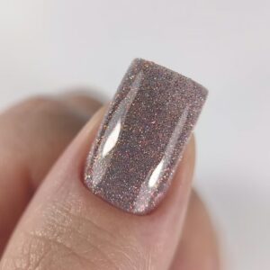 Lakier hybrydowy z drobinkami Dark Gel Polish Flash 18, 10 ml – pudrowo-różowy lakier brokatowy flash