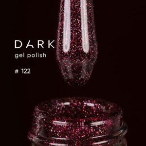 Dark gel polish 122, 6 ml - lakier bordowy z drobinkami