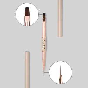 DARK dwustronny pędzelek beżowy (liner 11 mm, płaski kwadratowy żel 9 mm)