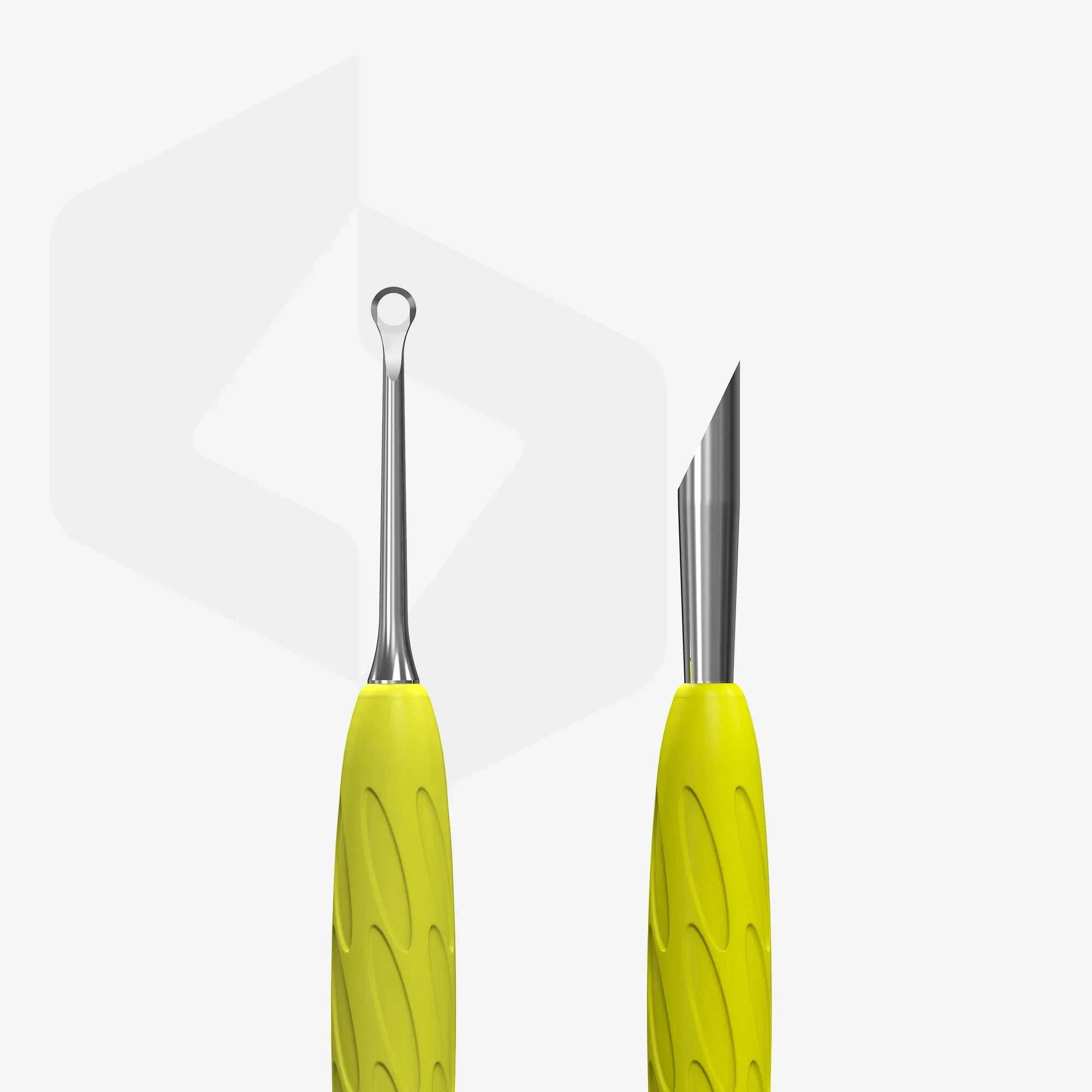 STALEKS UNIQ GUMMY PQ-11/2Y – kopytko do skórek żółte 1 Kopytko STALEKS PQ-11/2Y GUMMY z żółtą silikonową rękojeścią