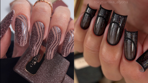 Paznokcie brokatowe na sylwestra i święta – efekt flash i błysk 5